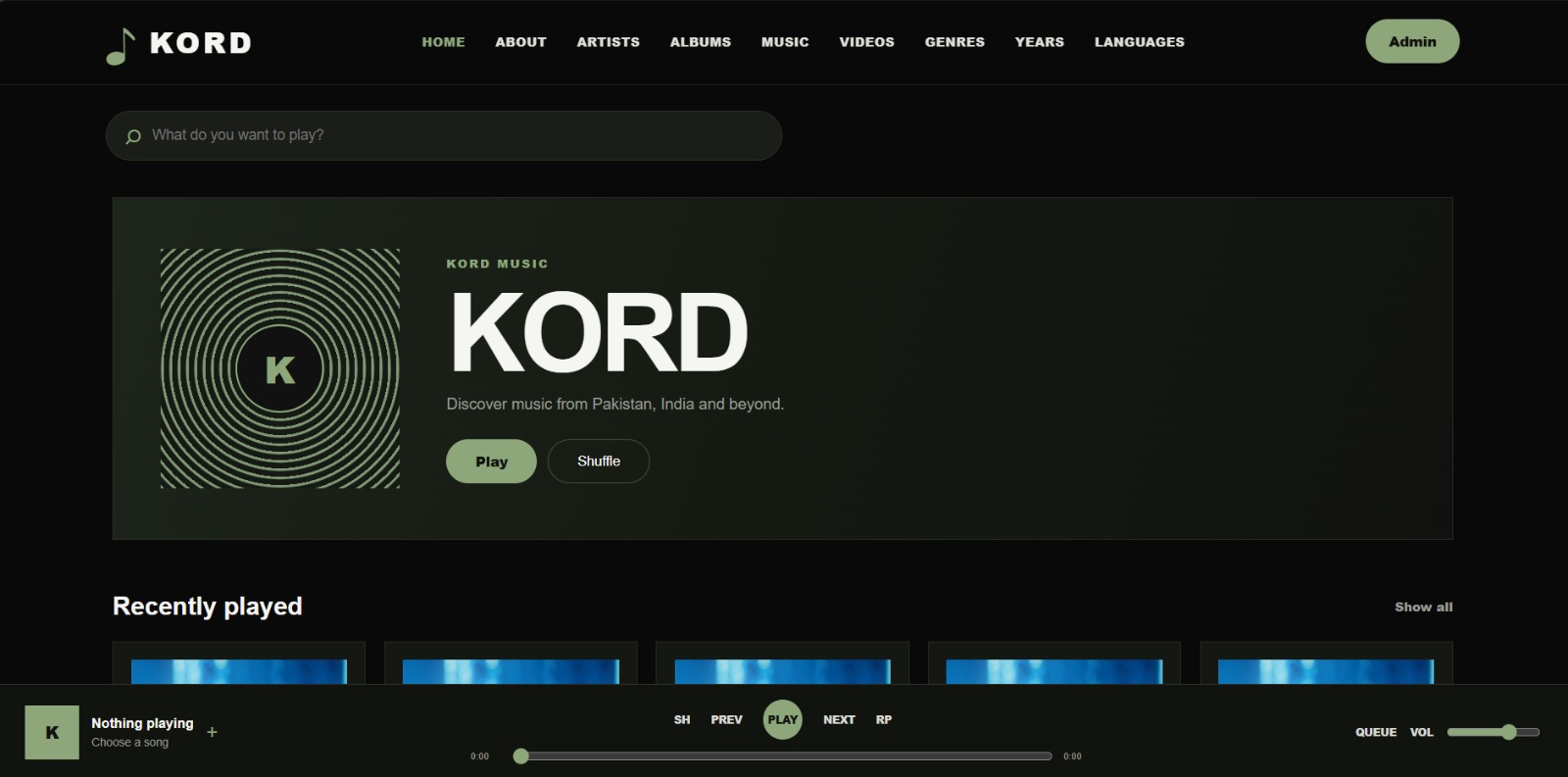 KORD music platform website designed by Zentora
